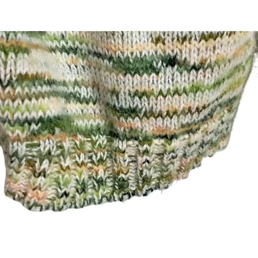 Vintage 70s Pandora Green & Cream Knit Open Front Cardigan Sweater With Belt - Picture 8 of 8